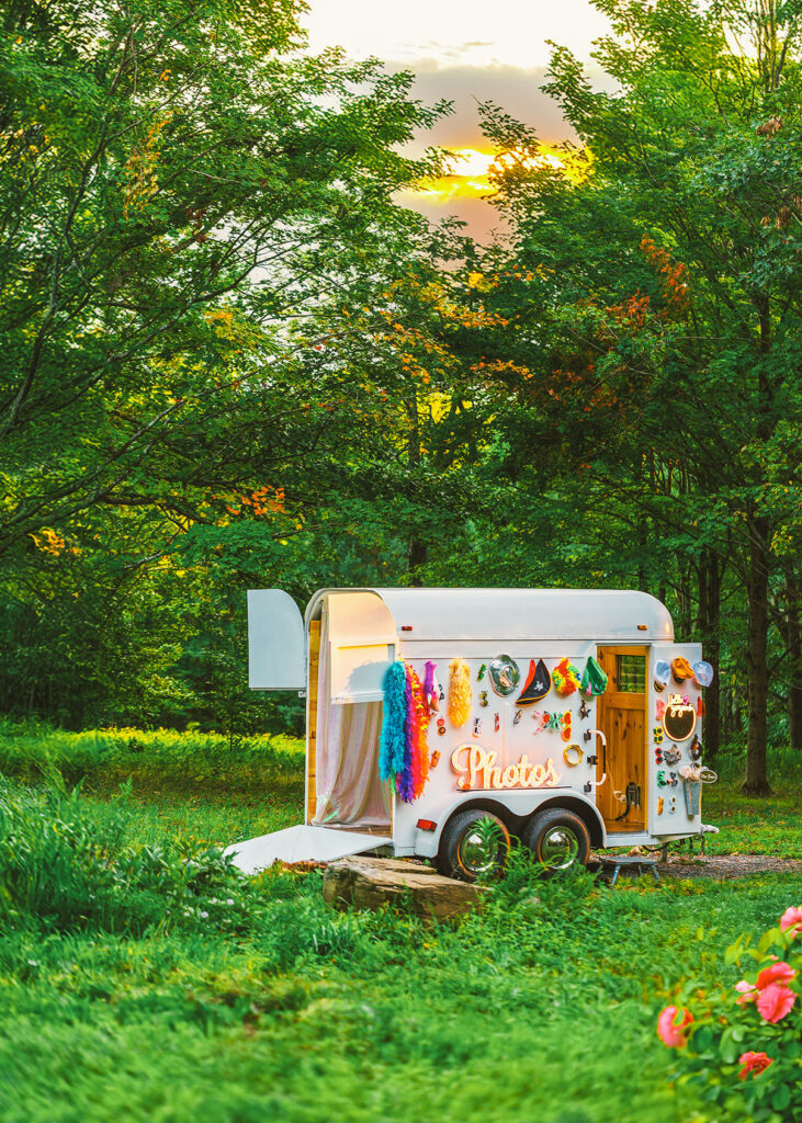 A photo of Wandersnap's horse trailer photo booth rental in the Catskills and Hudson Valley